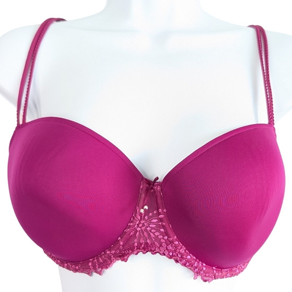 Marie Jo 34F Magenta Pink Bra Lightly Lined Full Coverage Adjustable